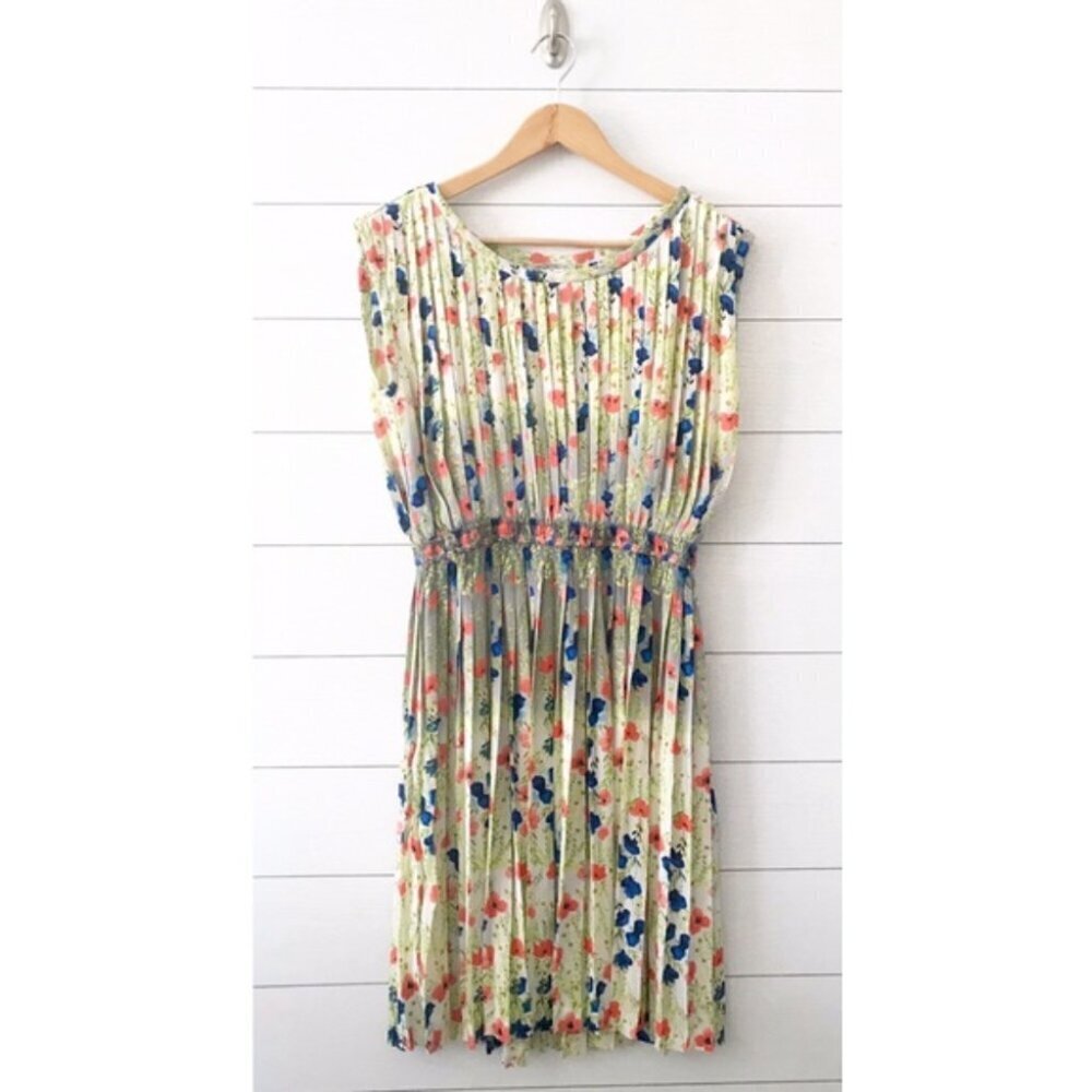 Yoana Baraschi Meadowlight Pleated Floral Sun Dress SMALL